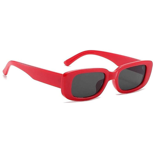 Unisex Black Red Rectangle Sunglass